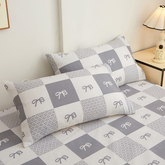 91家纺网 家纺一手货源 找家纺 金泰莱 2025新款锦柔老粗布印花床笠 蝴蝶结