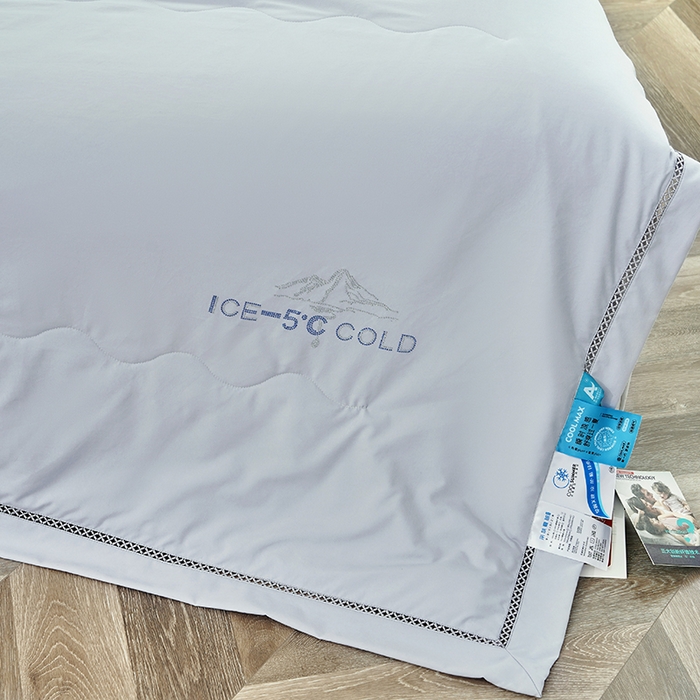 91家纺网 家纺一手货源 找家纺 优姿2025新款云柔棉大豆镂空烫钻夏被被子被芯 灰色