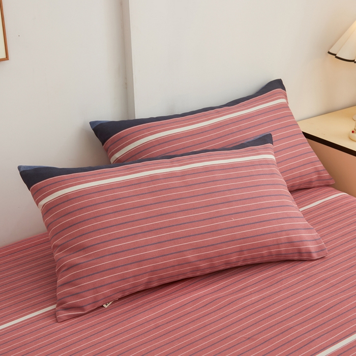 91家纺网 家纺一手货源 找家纺 金泰莱 2025新款锦柔老粗布印花床笠 粉色云涧