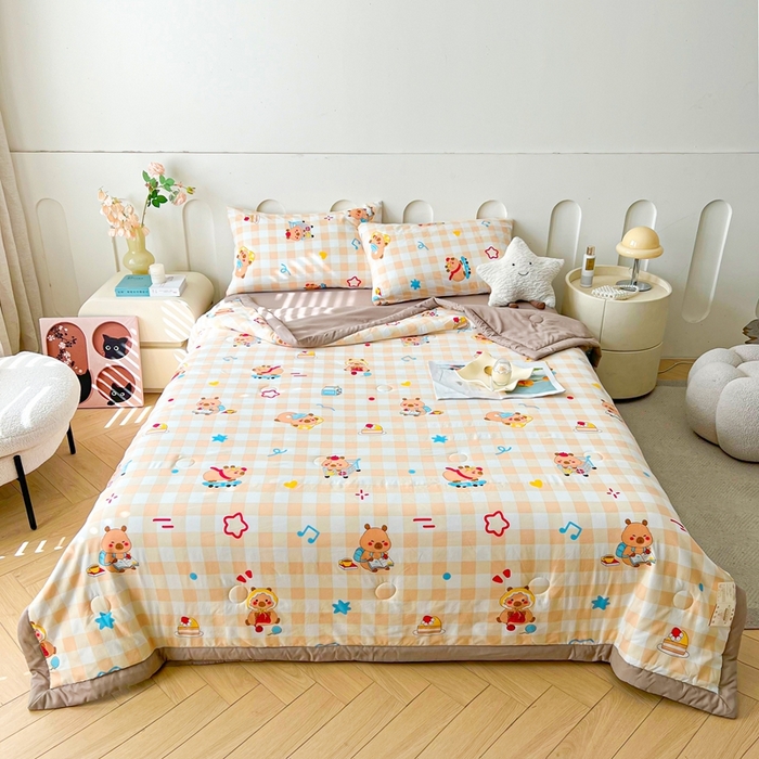 91家纺网 家纺一手货源 找家纺 爱屋及屋2025新款棉花夏被 卡皮巴拉