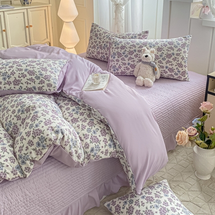 91家纺网 家纺一手货源 找家纺 （总）一比一家纺 2025新款针织双层纱床盖四件套