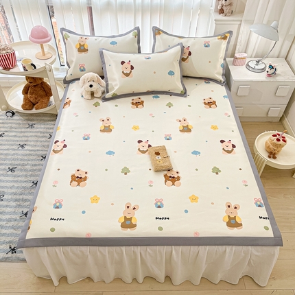 91家纺网 家纺一手货源 找家纺 （总）川悦生活 2025新款600D立体宽边冰丝印花凉席