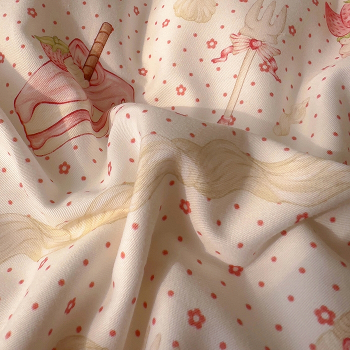 91家纺网 家纺一手货源 找家纺 浩诚 2025新款洛丽塔纯棉花边款四件套 甜点兔子