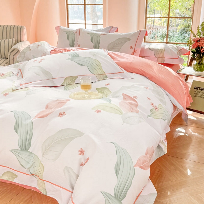 91家纺网 家纺一手货源 找家纺 7V 2025新款轻奢大宽边100%纯棉四件套133*76全棉喷气宽幅长绒棉被套床单床笠套件 雅绘