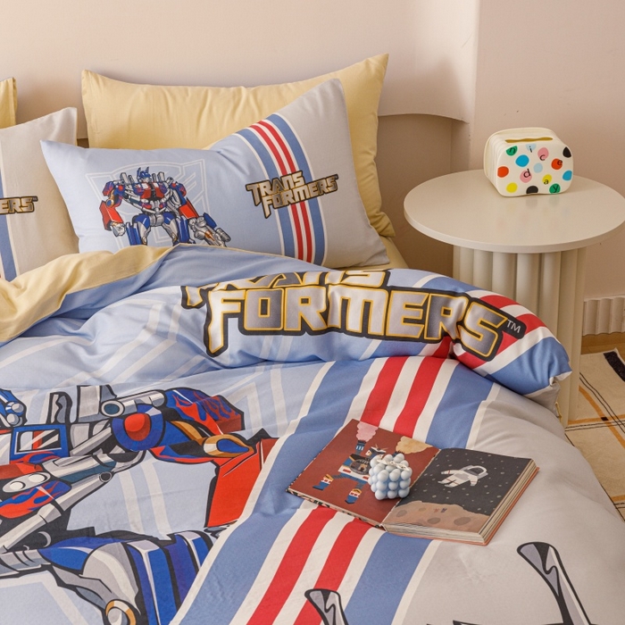 91家纺网 家纺一手货源 找家纺 2025新款设计师专版全棉双层纱四件套 变形金刚