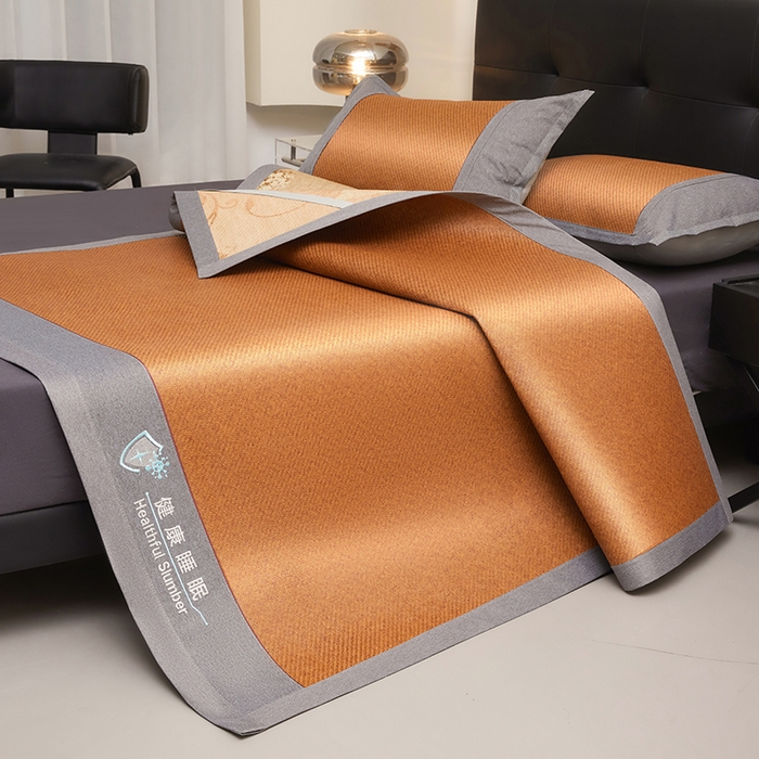 91家纺网 家纺一手货源 找家纺 席都凉席工厂店 2025年新款刺绣加厚双面印尼藤席-健康睡眠 古典棕