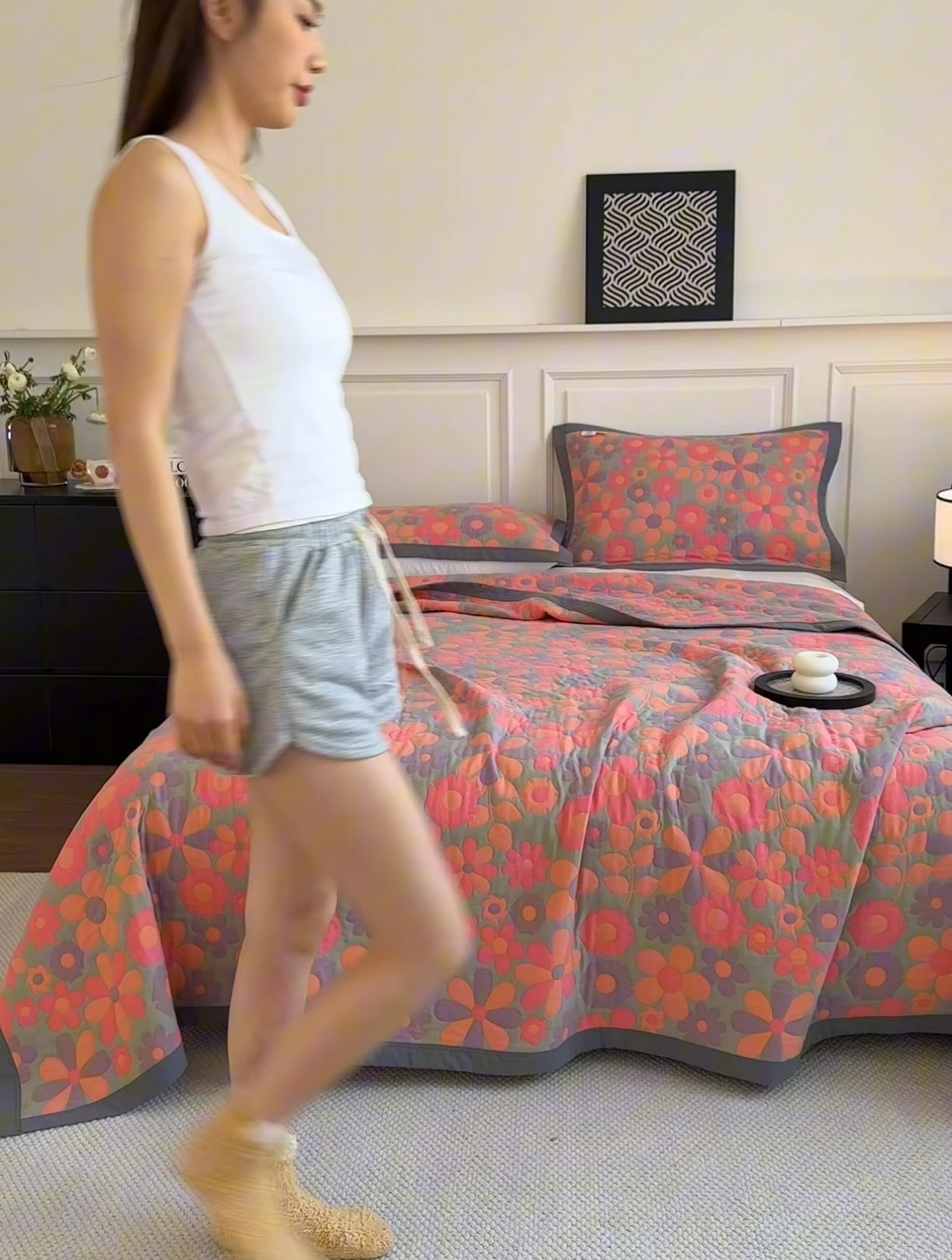 91家纺网 家纺一手货源 找家纺 棠薇家纺 2025新款60S长绒棉纯棉纱布毛巾被 花期如梦