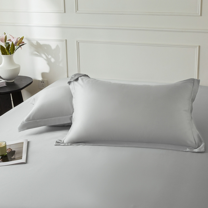 91家纺网 家纺一手货源 找家纺 涵宸2025新款天丝-天丝棉-纯色单枕套-场景1 枕套-时尚灰