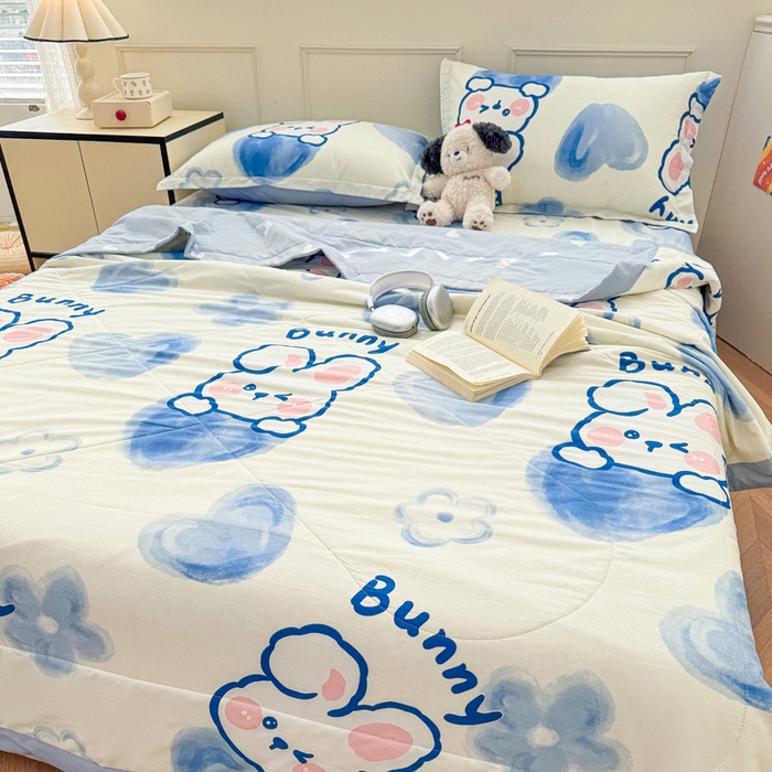 91家纺网 家纺一手货源 找家纺 天之爱 2025新款春夏全棉纯棉印花夏被夏凉被空调被被子被芯晴天小兔