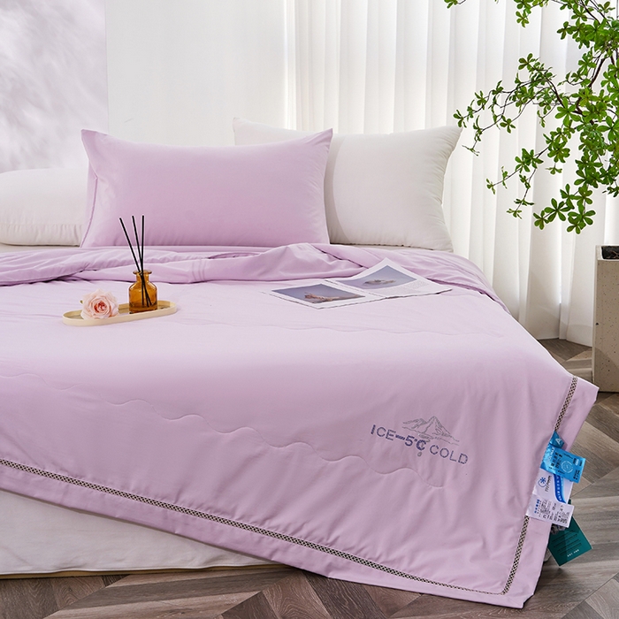 91家纺网 家纺一手货源 找家纺 优姿2025新款云柔棉大豆镂空烫钻夏被被子被芯 紫色