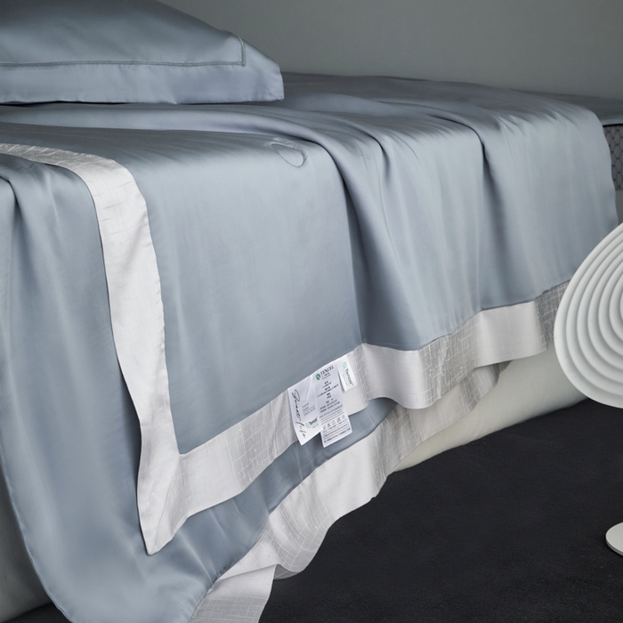 91家纺网 家纺一手货源 找家纺 A+爱家（纪梵茜） 2025新款纯色夏被四件套 云灰