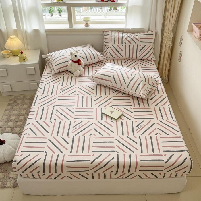 91家纺网 家纺一手货源 找家纺 新印象2025新款直角纯棉老粗布套件 床笠款 老粗布-布丁