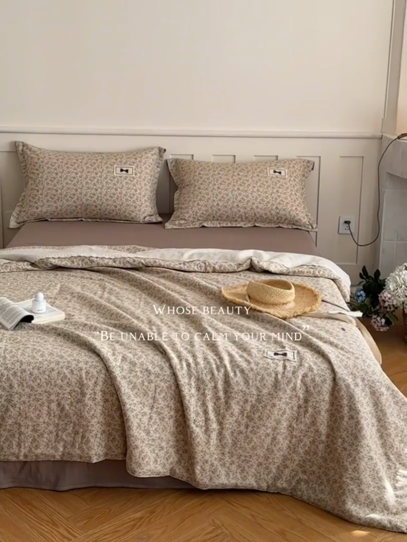 91家纺网 家纺一手货源 找家纺 帕拉美拉 2025新款全棉双层纱玉米聚乳酸夏被春秋被冬被玉米被 三件套四件套 莱克（咖）