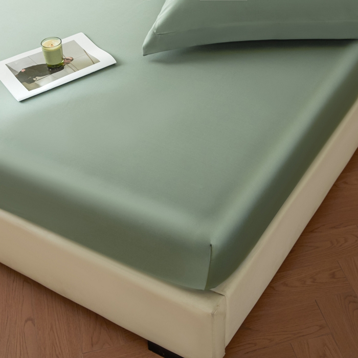 91家纺网 家纺一手货源 找家纺 涵宸2025新款天丝-天丝棉-纯色单床笠-场景1 床笠-赛琳绿