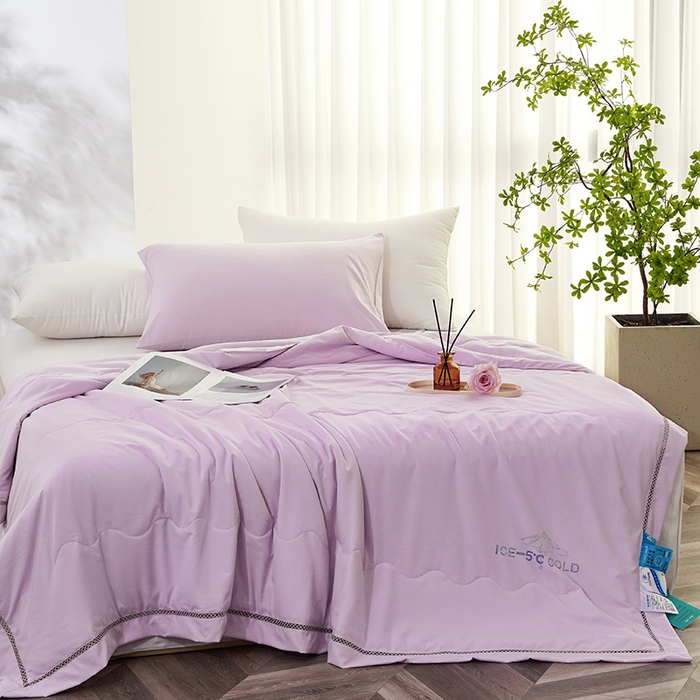 91家纺网 家纺一手货源 找家纺 优姿2025新款云柔棉大豆镂空烫钻夏被被子被芯 紫色