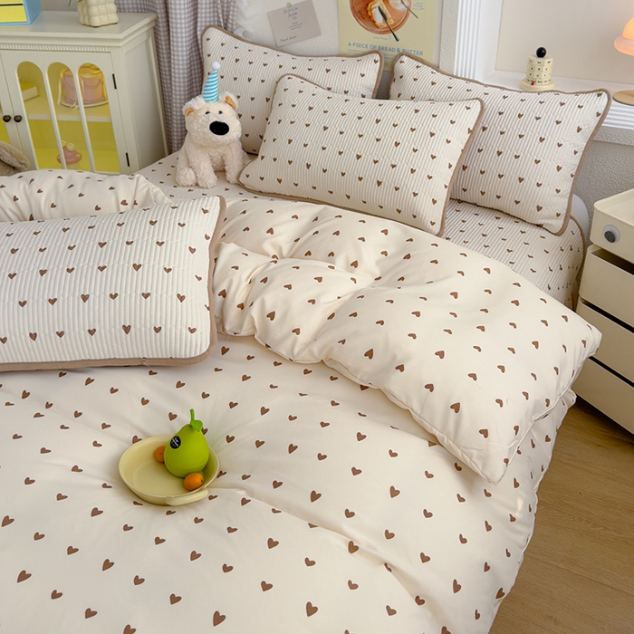 91家纺网 家纺一手货源 找家纺 赫梵茜 2025新款有氧针织双层纱单床盖床盖三件套床盖四件套 甜心