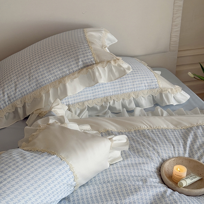 91家纺网 家纺一手货源 找家纺 MIU缪家居 2025新款100支全棉四件套-索菲娅 索菲娅-baby蓝