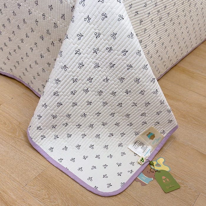 91家纺网 家纺一手货源 找家纺 赫梵茜 2025新款有氧针织双层纱单床盖床盖三件套床盖四件套 线条樱桃