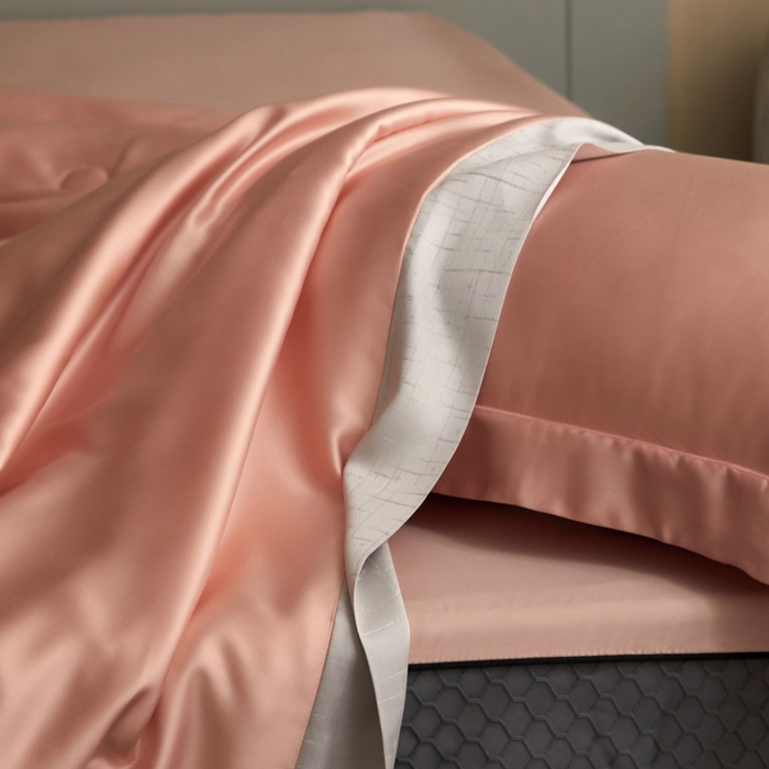 91家纺网 家纺一手货源 找家纺 A+爱家（纪梵茜） 2025新款纯色夏被四件套 豆沙粉