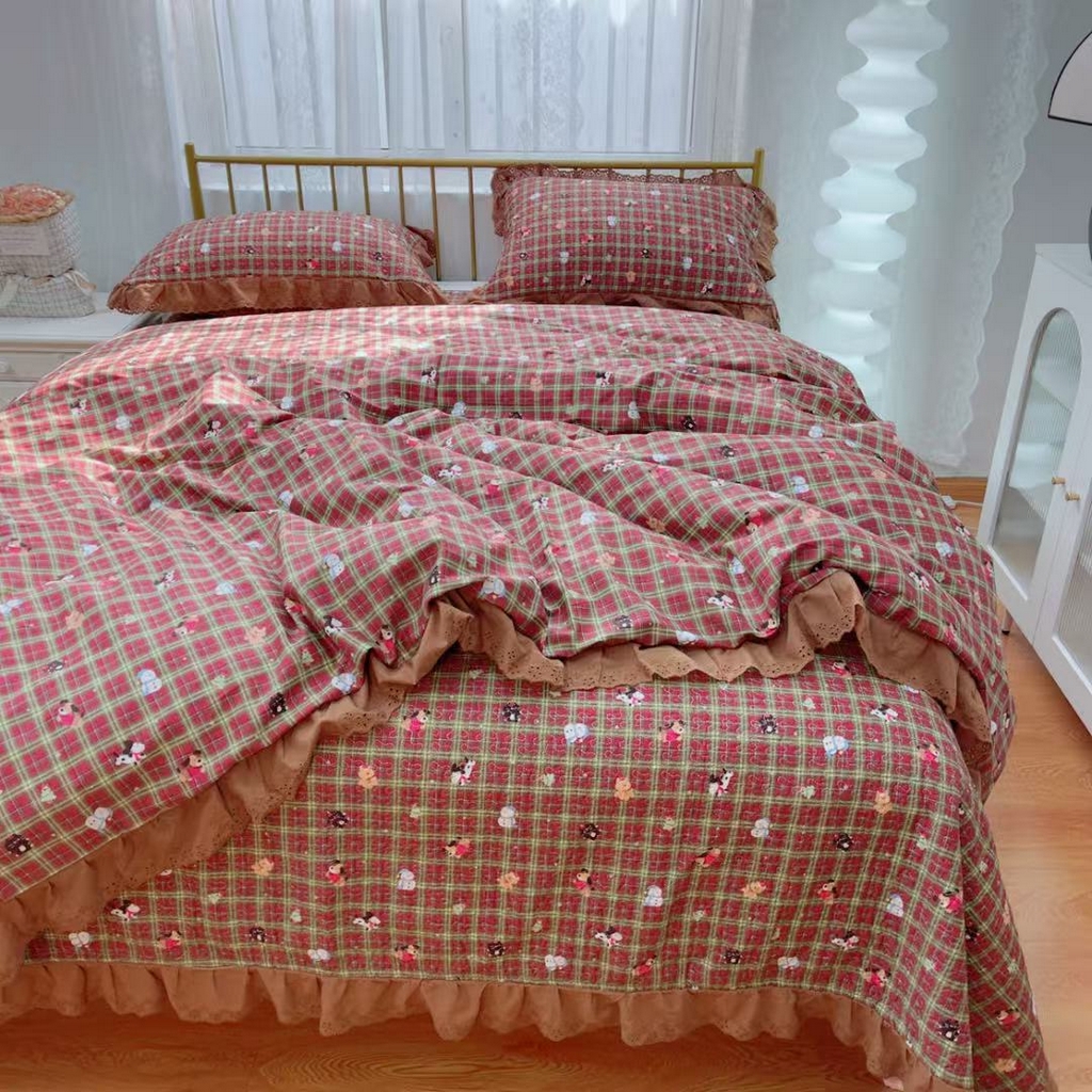 91家纺网 家纺一手货源 找家纺 暖居 2025春夏款高温砂洗棉花床盖三件套被套四件套同款纯棉夏被空调被四季 圣诞