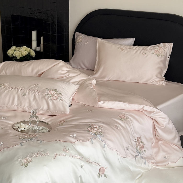 91家纺网 家纺一手货源 找家纺 鹿班家居 2025新款夏季60S莱赛尔刺绣四件套-泡芙发带【标准会员-20元】 泡芙发带-粉色