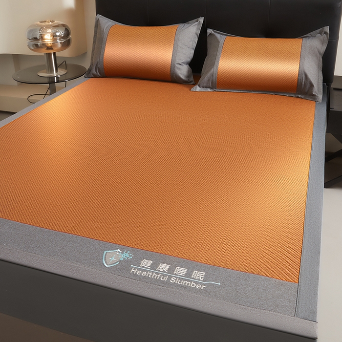 91家纺网 家纺一手货源 找家纺 席都凉席工厂店 2025年新款刺绣加厚双面印尼藤席-健康睡眠 古典棕