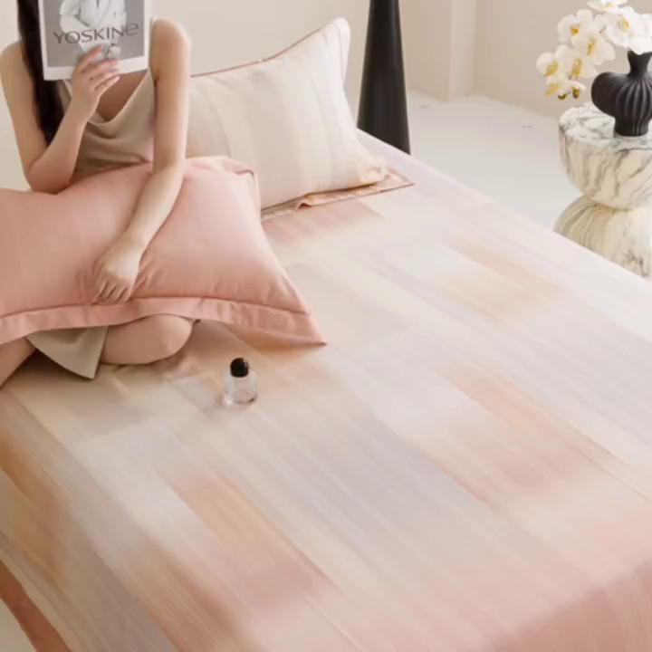 91家纺网 家纺一手货源 找家纺 舒慕 2025新款天丝竹纤维凉席三件套 简伊