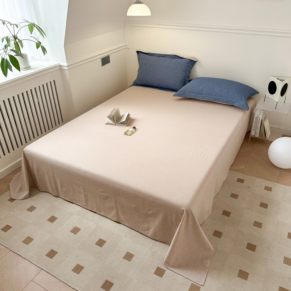 91家纺网 家纺一手货源 找家纺 嘉汀兰家居  2025新款A类母婴级有氧全棉色织水洗棉小清新印花床单单品单床单床单单件 深驼