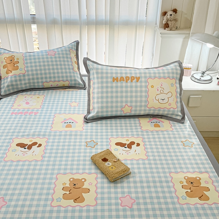 91家纺网 家纺一手货源 找家纺 川悦生活 2025新款600D立体宽边冰丝印花凉席 趣味Party