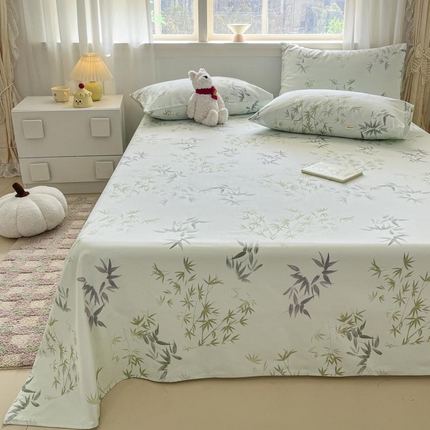 91家纺网 家纺一手货源 找家纺 新印象2025新款直角纯棉老粗布套件 床单款老粗布-竹青