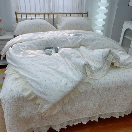 暖居 2025春夏款高温砂洗棉花床盖三件套被套四件套同款纯棉夏被空调被四季 开心鸭