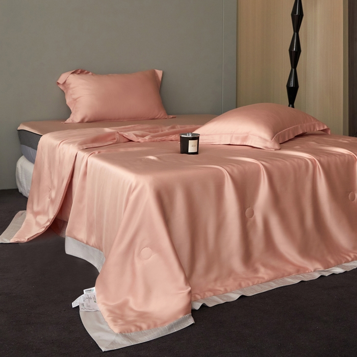 91家纺网 家纺一手货源 找家纺 A+爱家（纪梵茜） 2025新款纯色夏被四件套 豆沙粉