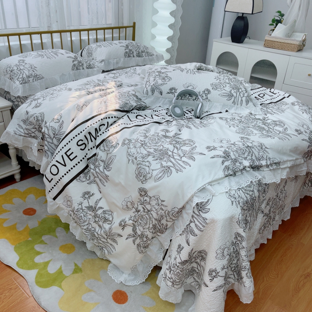 91家纺网 家纺一手货源 找家纺 暖居 2025春夏款高温砂洗棉花床盖三件套被套四件套同款纯棉夏被空调被四季 晨暮间