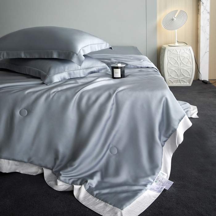 91家纺网 家纺一手货源 找家纺 A+爱家（纪梵茜） 2025新款纯色夏被四件套 云灰