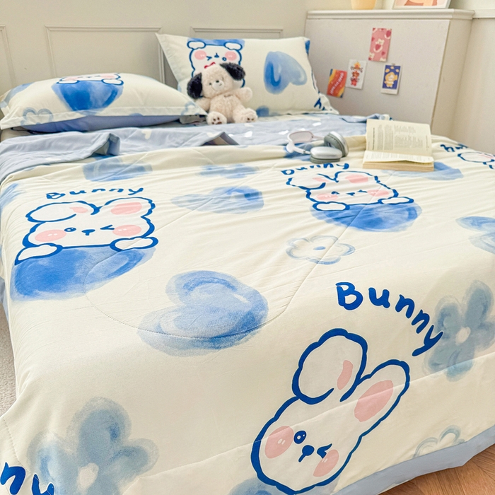 91家纺网 家纺一手货源 找家纺 天之爱 2025新款春夏全棉纯棉印花夏被夏凉被空调被被子被芯晴天小兔