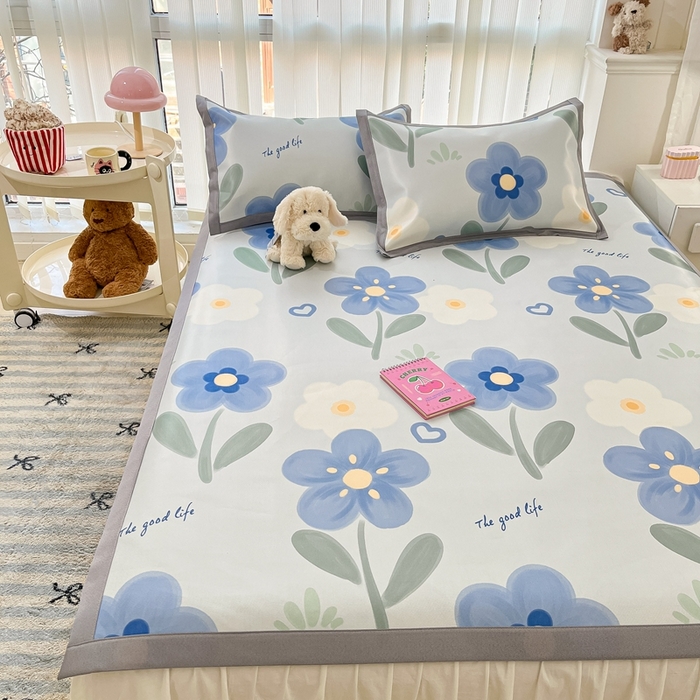 91家纺网 家纺一手货源 找家纺 川悦生活 2025新款600D立体宽边冰丝印花凉席 南风夏余