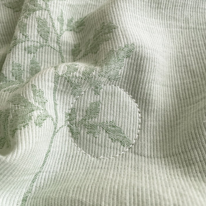 91家纺网 家纺一手货源 找家纺 吾诺 2025 全棉色织提花三层纱夏被四件套全棉夏被大豆夏被夏凉被空调被子被芯 花影-绿