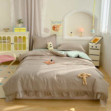 91家纺网 家纺一手货源 找家纺 （总）默忆 2025新款水洗棉双层纱花边夏被夏凉被空调被被子被芯