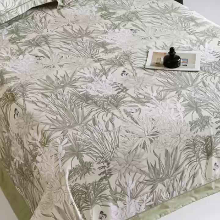 91家纺网 家纺一手货源 找家纺 舒慕 2025新款天丝竹纤维凉席三件套 绿意