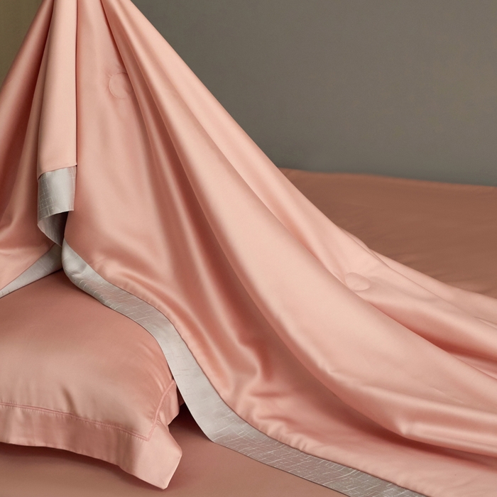 91家纺网 家纺一手货源 找家纺 A+爱家（纪梵茜） 2025新款纯色夏被四件套 豆沙粉