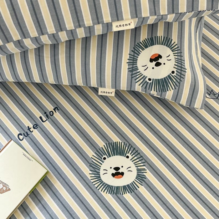 91家纺网 家纺一手货源 找家纺 新印象2025新款直角纯棉老粗布套件 床单款老粗布 -小狮子