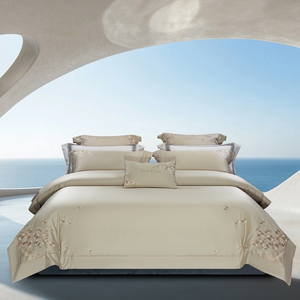 诗黛尔 2025春夏新品 长绒棉刺绣四件套 安格斯系列 安格斯-油果绿