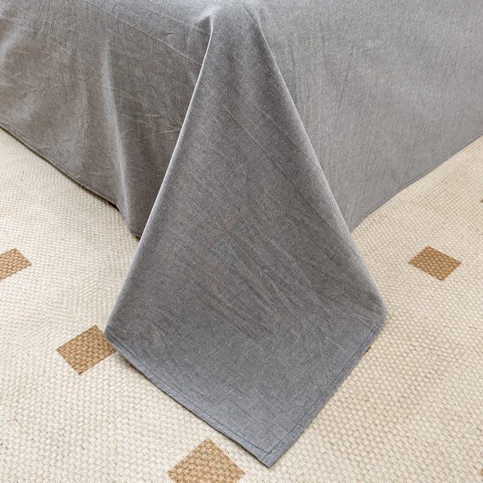 91家纺网 家纺一手货源 找家纺 嘉汀兰家居  2025新款A类母婴级有氧全棉色织水洗棉小清新印花床单单品单床单床单单件 烟灰