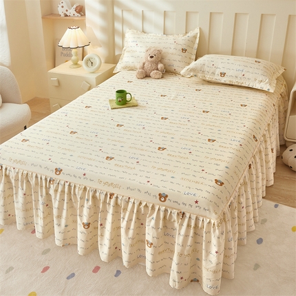 91家纺网 家纺一手货源 找家纺 （总）名优家纺 2025新款A类13070全棉纯棉韩版印花床裙