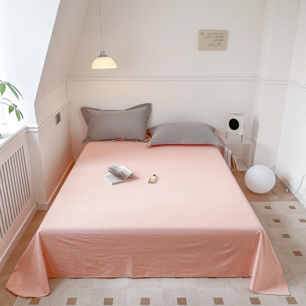 91家纺网 家纺一手货源 找家纺 嘉汀兰家居  2025新款A类母婴级有氧全棉色织水洗棉小清新印花床单单品单床单床单单件 少女粉