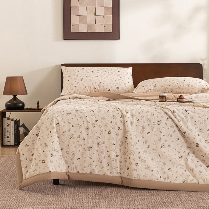 91家纺网 家纺一手货源 找家纺 （总）吾诺 2025 全棉印花单层纱大豆夏被四件套夏凉被空调被子被芯全棉夏被