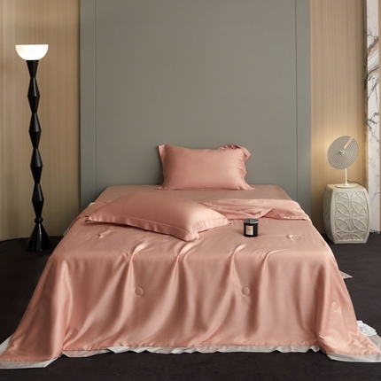 91家纺网 家纺一手货源 找家纺 A+爱家（纪梵茜） 2025新款纯色夏被四件套 豆沙粉