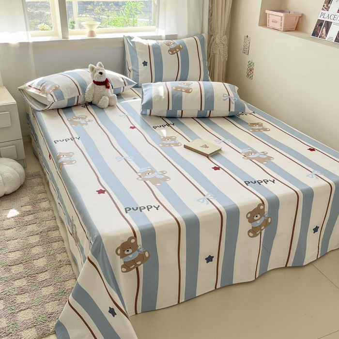 91家纺网 家纺一手货源 找家纺 新印象2025新款直角纯棉老粗布套件 床单款老粗布 -米欧熊