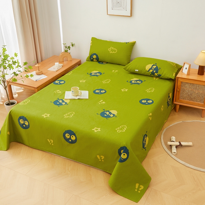 91家纺网 家纺一手货源 找家纺 金泰莱 2025新款锦柔老粗布床单老粗布凉席三件套 小煤球