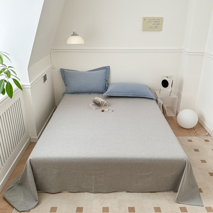 91家纺网 家纺一手货源 找家纺 嘉汀兰家居  2025新款A类母婴级有氧全棉色织水洗棉小清新印花床单单品单床单床单单件 冰山灰